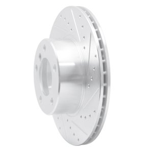 BMW 528I Brake Rotor (1) - Front Right - R1 Concepts - Drilled & Slotted - Silver - `96-`03